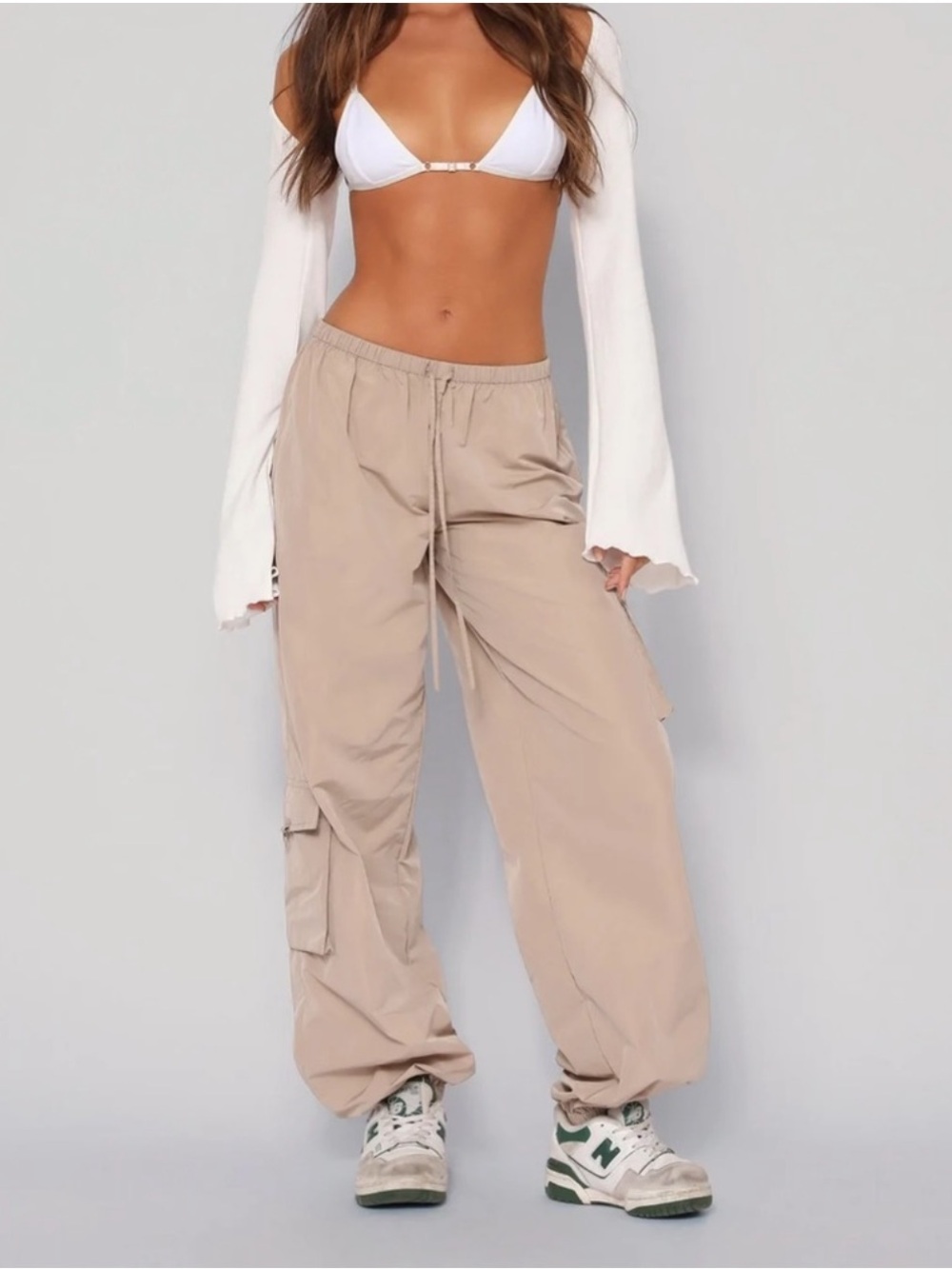 Tiger Mist Beige Cargo Track Pants